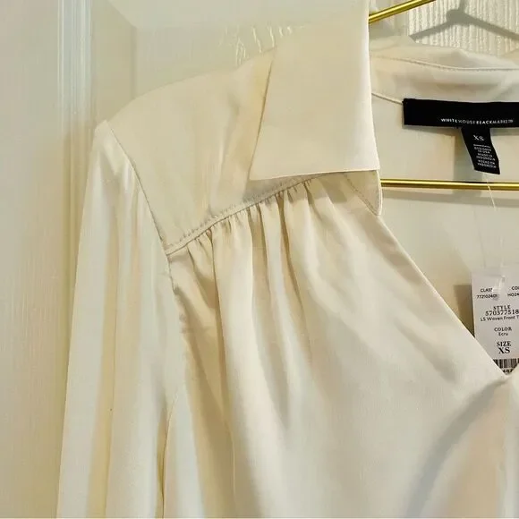 NWT White House Black Market Cream Blouse - Picture 4 of 6